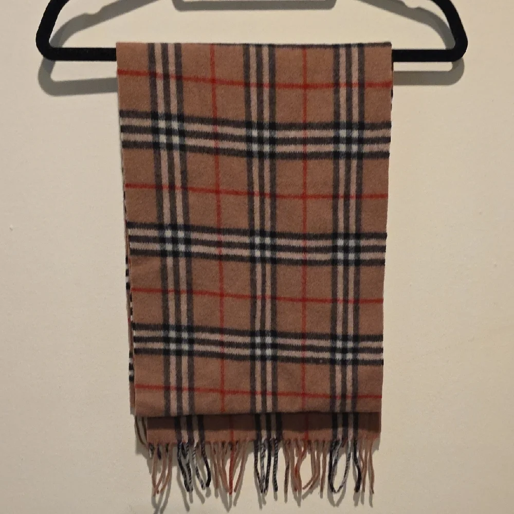 Burberry Classic Tan and Black Plaid Scarf